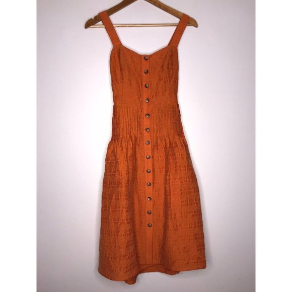 Tularosa Tara Midi Dress in Orange Women Size Small Summer Adjustable Straps - Picture 1 of 15